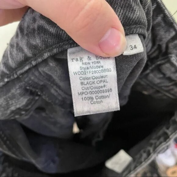 NWT Rag & Bone Maya High Rise Shorty Wide Leg Jeans in Black Opal Size 34 - Picture 5 of 13